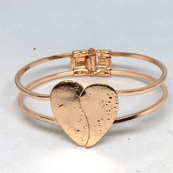 Isabella M Hinged Rose Gold Heart With Tears Bracelet, IOB - Picture 2 of 4